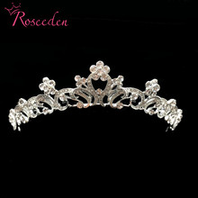 Tiara luxuosa de cristal para casamento, coroa de cabelo em liga metálica de strass para desfile, princesa rainha 2024 - compre barato