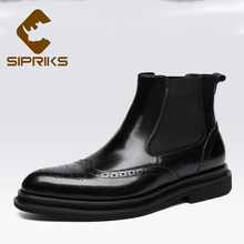 Sipriks-botas con doble suela de goma para hombre, botines de vestir de cuero de vaca italiano importado, zapatos informales, botines multifuncionales 2024 - compra barato