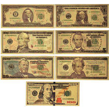 Новая версия 7 шт./компл. 24K позолоченные долларов античное покрытие памятные нотки сувенир домашнее украшение реалистичные банкноты 2024 - купить недорого