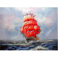 Full 5D DIY Diamond Painting Crystal Red Sailboat 3D Square Dill Cross Stitch Diamond Embroidery Rhinestone Needlework Mosaic 2024 - buy cheap