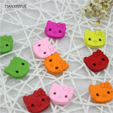 20mm Cartoon cat Wooden Buttons Print 2 Holes For Sewing Buttons,Scrapbooking,Crafts,DIY Clothing Accessories Free Shipping 2024 - buy cheap