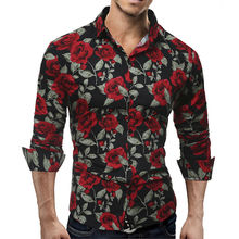 Novas camisas masculinas casuais de luxo cheias de flores de manga comprida slim fit, camisas estampadas florais estilosas 2024 - compre barato