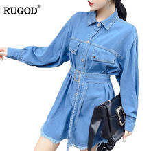 RUGOD Casual Women Denim Dress 2018 New Arrival Spring Summer Autumn Female Party Dress Long Sleeve Knitted jeans vestidos 2024 - buy cheap