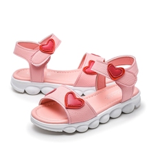 Сандалии для девочек, новая летняя пляжная обувь для маленькой принцессы, детская обувь большого размера, детские сандалии с открытым носком в Корейском стиле, 2018 2024 - купить недорого