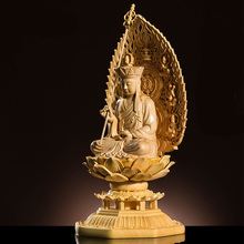 Ksitigarbha-estatua de Buda boj chino, estatua de diosa de madera, Bodha, artesanía Feng Shui para decoración del hogar, 17CM 2024 - compra barato