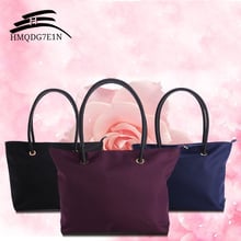 2019 Fashion Folding Waterproof Top-handle Shopping bag Women Big Size Handbag Tote Ladies Casual Solid Nylon Shoulder Bag 2024 - buy cheap