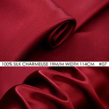 100% SILK CHARMEUSE SATIN 114cm width 19mommes Pure Mulberry Silk Fabric for sewing Telas bodycon dress Purplish red NO 07 2024 - buy cheap