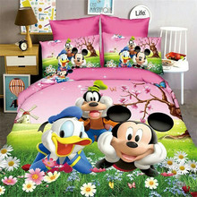 Disnwy Donald Duck Mickey Mouse Bedding Set Twin Size Duvet Covers Single Bed Fitted sheet for Kids Boys Bedroom Decor Girls 3-4 2024 - buy cheap