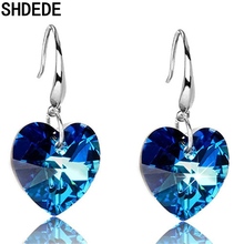 SHDEDE Long Heart Drop Earrings Crystal from Swarovski Weddings Bride Fashion Jewelry Party Lady Eardrop Accessories +WHC69 2024 - buy cheap