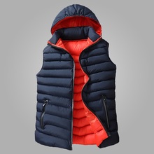 New Arrival Fashion Hooded Winter Vest Men Thickening Cotton Wadded Zipper Slim Waistcoat Male Sleeveless Jacket 2024 - buy cheap