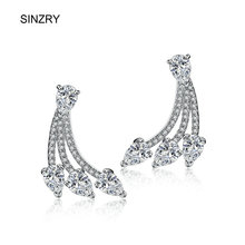 SINZRY statement earrings clear white cut cubic zirconia tear design rear mounted  stud earrings for women 2024 - buy cheap