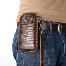 Wrist Hanging Men Genuine Leather Case Mobile Phone Waist Bag Wear Belt Verticle Waist Bag for Samsung Galaxy A20e A30 A10 2024 - buy cheap