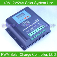 Controlador de carga solar pwm 40a, 12v-24v, com tela lcd, voltagem e capacidade da bateria, pwm carregamento para fora da grade pv controlador 2024 - compre barato