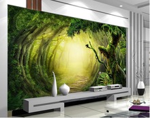 Custom photo wallpaper Large 3D Stereo romantic Green forest 3d wallpaper living room Custom photo wallpaper Large 2024 - buy cheap
