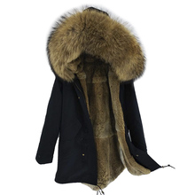 2021 Winter Jacket Women Long Parka Real Fur Coat Natural Rex Rabbit Fur Liner Big Raccoon Fur Collar Top Brand Thick Warm 2024 - buy cheap