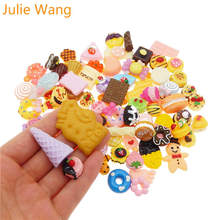 Julie Wang 20 piezas comida de resina pan de la torta de caramelo helado piruletas cabujón Baba encantos al azar mezcla de decoración para teléfono de fabricación de la joyería 2024 - compra barato