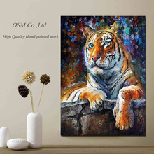 Pintura al óleo de tigre para sala de estar, pintura abstracta moderna de tigre de alta calidad pintada a mano, artista profesional 2024 - compra barato