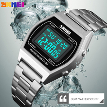 Skmei relógio digital luxuoso masculino, relógio esportivo para homens, com cronógrafo de aço inoxidável, à prova d'água, relógio de pulso 2024 - compre barato