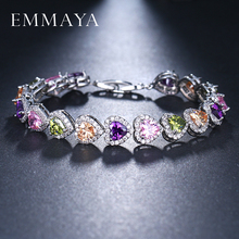 EMMAYA Valentine's Gift Shiny Multicolored CZ Zircon Crystal Heart Shaped Woman Girl Bracelet Jewelry 2024 - buy cheap