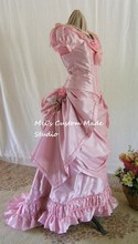 18th Era Princess Elizabeth Reproduction Pink Silk Taffeta Victorian Bustle Ball Gown/Party Costume 2024 - buy cheap