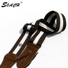 SOACH White stripes straps Acoustic Guitar black Strap Belt Adjustable  Nylon  colors Leather Ends For Guitars 2024 - buy cheap