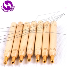 10 Pieces Wooden Handle Nano tip Loop Threader with Stainless Steel Wire for Micro Ring Beads Tip Hair Extensions 2024 - buy cheap