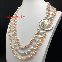 Collar de perlas barrocas de 11-12MM, color blanco agua dulce natural, color rosa, púrpura, Reina, CLAP, nuevo diseño, 20 pulgadas 2024 - compra barato