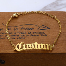 Pulseiras femininas com nome personalizado, bracelete de aço inoxidável com pingente, feito à mão, gravado, à mão, amor 2024 - compre barato