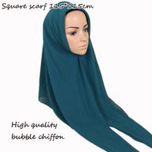 H1145 high quality bubble chiffon plain muslim square scarf,plain headwraps,can choose colors,fast delivery 2024 - buy cheap