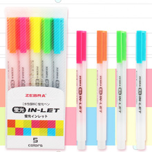 Conjunto de canetas marcadoras zrbea highlighter wks9, 5 cores, novo, japão, material de escritório e escolar 2024 - compre barato