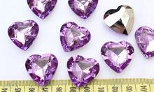 200pcs big 3D Faceted Acrylic Heart Bling Rhinestones/Gems lavender 25mm you pick colors 2024 - buy cheap