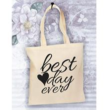 Best day ever graphic heart wedding party tote bags Canvas bag shopping bags Travel bag Cosmetic bag handbag cute with zipper 2024 - buy cheap