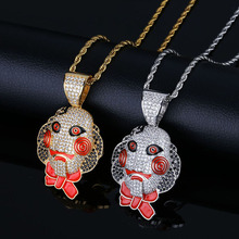 (Small Size) Horror Mask Pendant Necklace New Arrival Fashion Hip Hop Jewelry AAA Cubic Zirconia Iced Out Mens Necklace 2024 - buy cheap