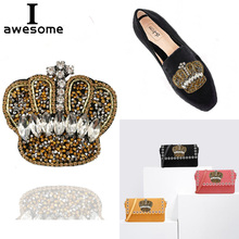 Обувь для свадебной вечеринки в стиле ретро с блестящей короной; аксессуары для босоножек на высоком каблуке; ручная обувь со стразами 2024 - купить недорого