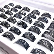 MIXMAX 20PCS ring Jesus cross men's women's God Christ delicate black Stainless Steel brand ring Jewelry high quality 2024 - buy cheap