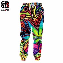 OGKB Jogger Pants Homme Hot Loose 3D Sweatpants Printed Oil Painting Leaves Hip Hop Plus Size 5XL Harem Pants Man Winter Spring 2024 - buy cheap
