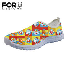 FORUDESIGNS Casual Women's Light Flats Shoes Fashion Sneakers Cartoon Circus Clown Prints Summer Ladies Air Mesh Slip-on Loafers 2024 - buy cheap