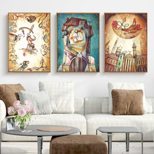 Pôsteres vintage de cidade fantasia, pinturas abstratas de fadas, estrela dos sonhos, arte de parede, retrô, sala, decoração de casa, pintura de tela-02 2024 - compre barato