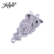 JUYA Jewelry Making Accessories 15x33mm 5pcs Owl Shape Connector Charms Rhinestone Crystal Charm DIY Bracelet Necklace CR0009 2024 - buy cheap