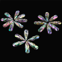 10*30mm 50pcs Crystal Clear AB Sew On Acrylic Drop Rhinestone Flat Back 2 Holes Sewing Handmade Strass Crystal Stones 2024 - buy cheap