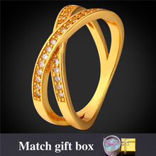 Anéis Para MenWomen Moda Jóias da Cor do ouro Com Caixa de Presente Por Atacado Intersect Anel Zirconia R1686 2024 - compre barato