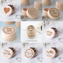 Caja de anillo de boda de madera rústica personalizada, caja de joyería de compromiso, soportes de caja de recuerdo de anillo 2024 - compra barato