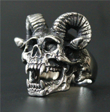 Drop Ship Size 8-14 Cool Horn Goat Skull Ring 316L Stainless Steel Mens Motorcycles Biker Zombie Vampire Skull Ring 2024 - buy cheap