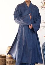 Unisex  Autumn&Spring Blue buddhism Cotton&linen monk suits  lay meditation robe gown kung fu uniforms martial arts zen gown 2024 - buy cheap