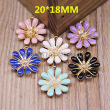 Free shipping New style alloy drop oil gold tone plated Daisy flowers shape floating locket charms Chrysanthemum earring pendant 2024 - buy cheap