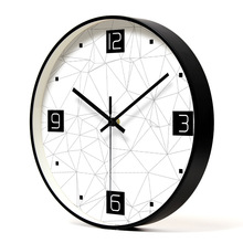 La línea geométrica arte nórdico mudo de Metal Reloj de pared de 12 pulgadas modernos Relojes de pared Simple decorativo de pared de Metal, Relojes Decoración 2024 - compra barato