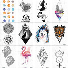 Watercolor Dog Temporary Tattoo Stickers Women Geometric Flower Arm Art Tattoos Water Transfer Men Chest Tiger Tatoo Black Totem 2024 - buy cheap