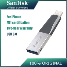 SanDisk double interface OTG 128GB flash drive 64GB pendrive 32gb usb 3.0 double interface flash drive for iPhone iPad APPLE MFi 2024 - buy cheap