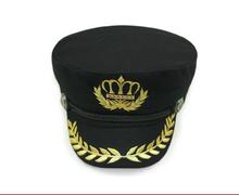 Gorro militar plano para hombre y mujer, uniforme blanco y negro para fiesta de disfraces, Cosplay, escenario, azul marino, BBYES, novedad 2024 - compra barato