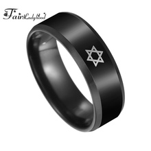 Женское Обручальное Кольцо FairLadyHood, черное кольцо из нержавеющей стали с шестиугольной звездой, обручальные кольца для мужчин и женщин 2024 - купить недорого